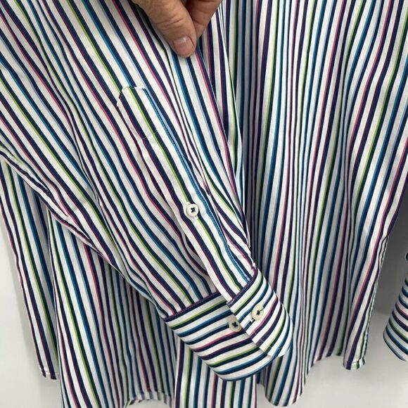 Peter Millar Men's Multi-Color Striped Long-Sleeve Button-Down Shirt Size L/Tall - Picture 5 of 7
